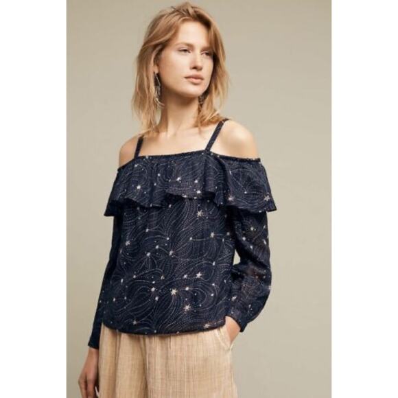 Anthropologie Floreat Starlit Cold Shoulder Blouse - Picture 1 of 8